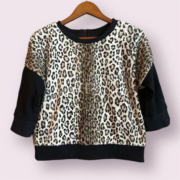 MILLY Faux Fur Animal Print Pullover - Picture 1 of 10